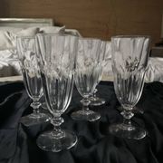 6 flûtes à champagne cristal verres à pieds ancien