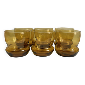 Set of 6 amber glasses