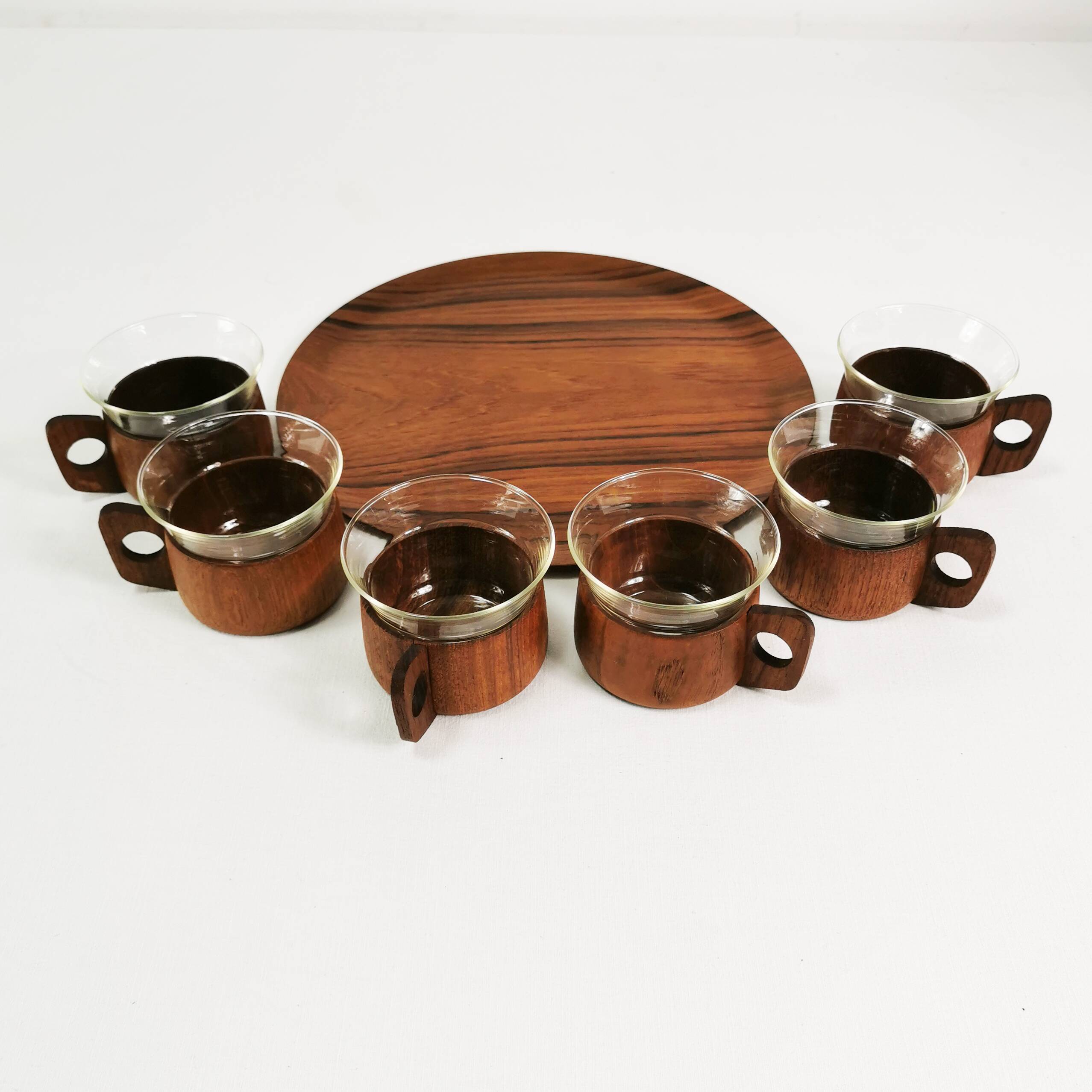 Teak coffee and tea set Schott & Gen Mainz Germany, 1970s.