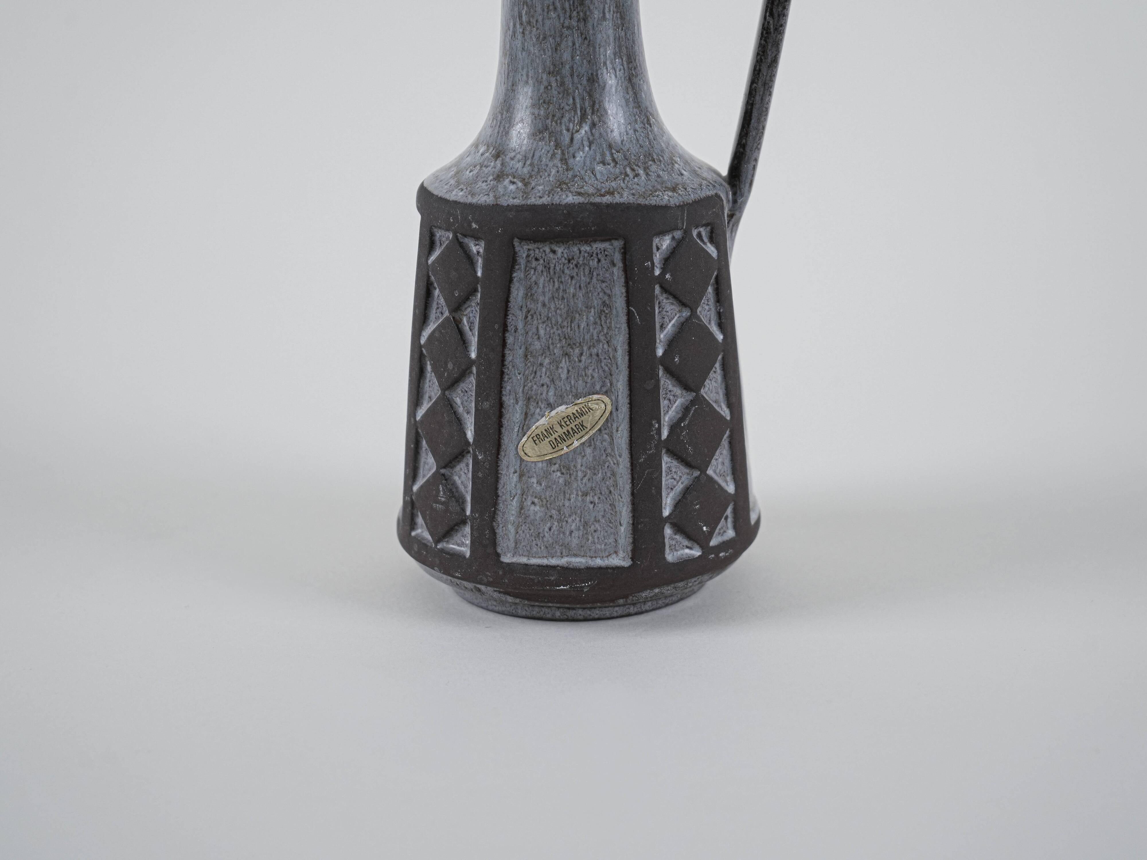 Grey ceramic vase, Danish design, 1970s, manufactured by Frank Keramik