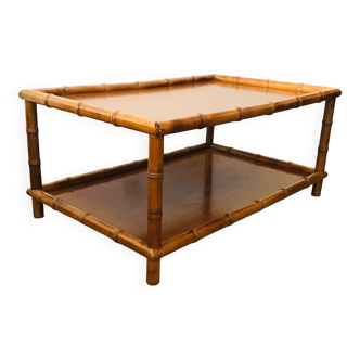Table basse bois tourné façon bambou