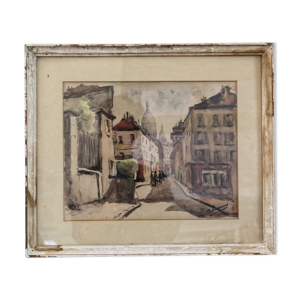 Aquarelle Montmartre, signée