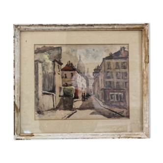 Aquarelle Montmartre, signed