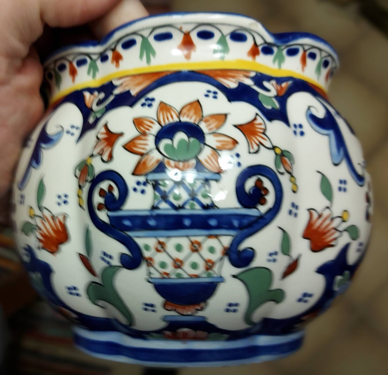 Rouen earthenware flowerpot