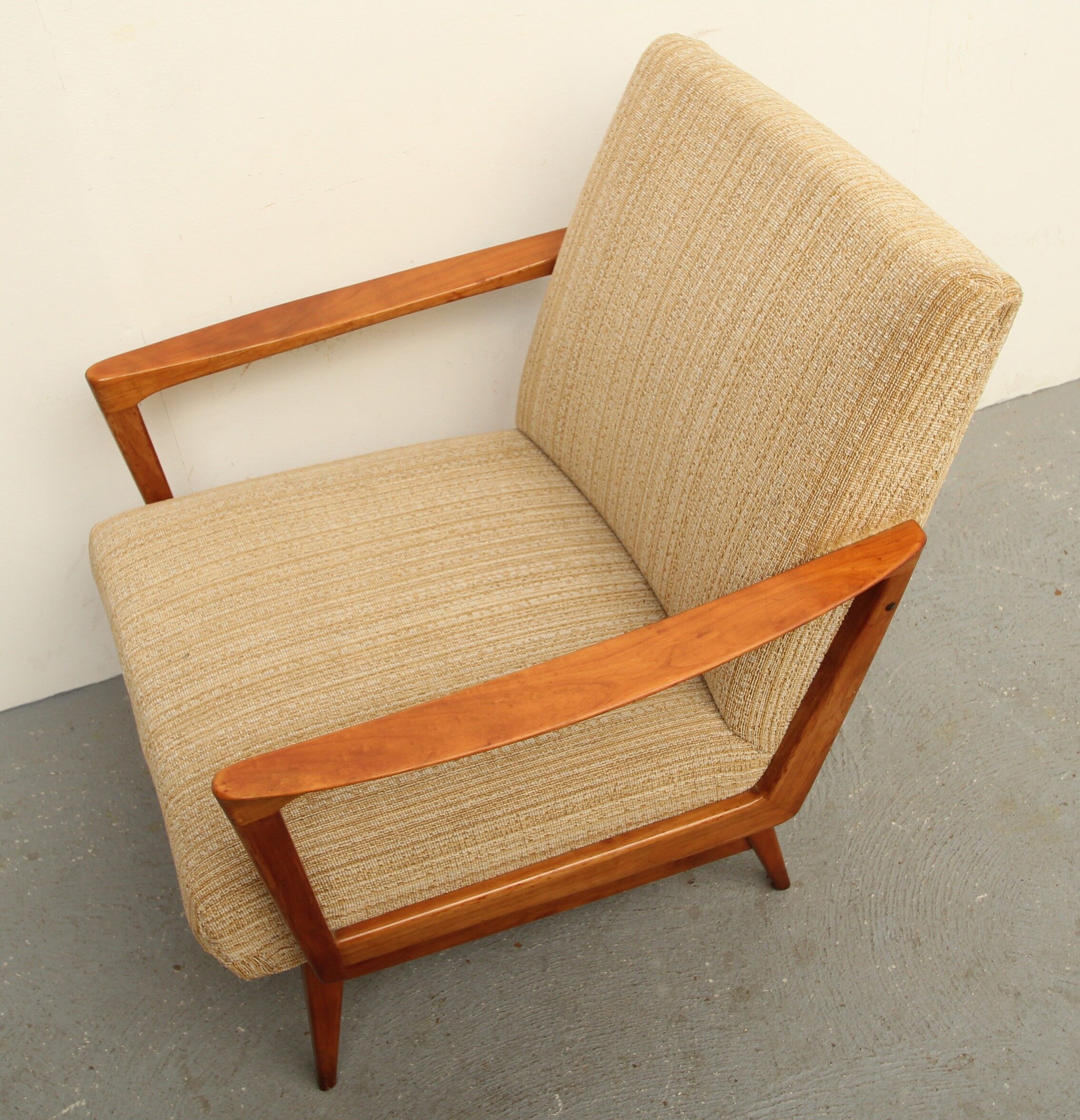 1950s armchair cherrywood in beige