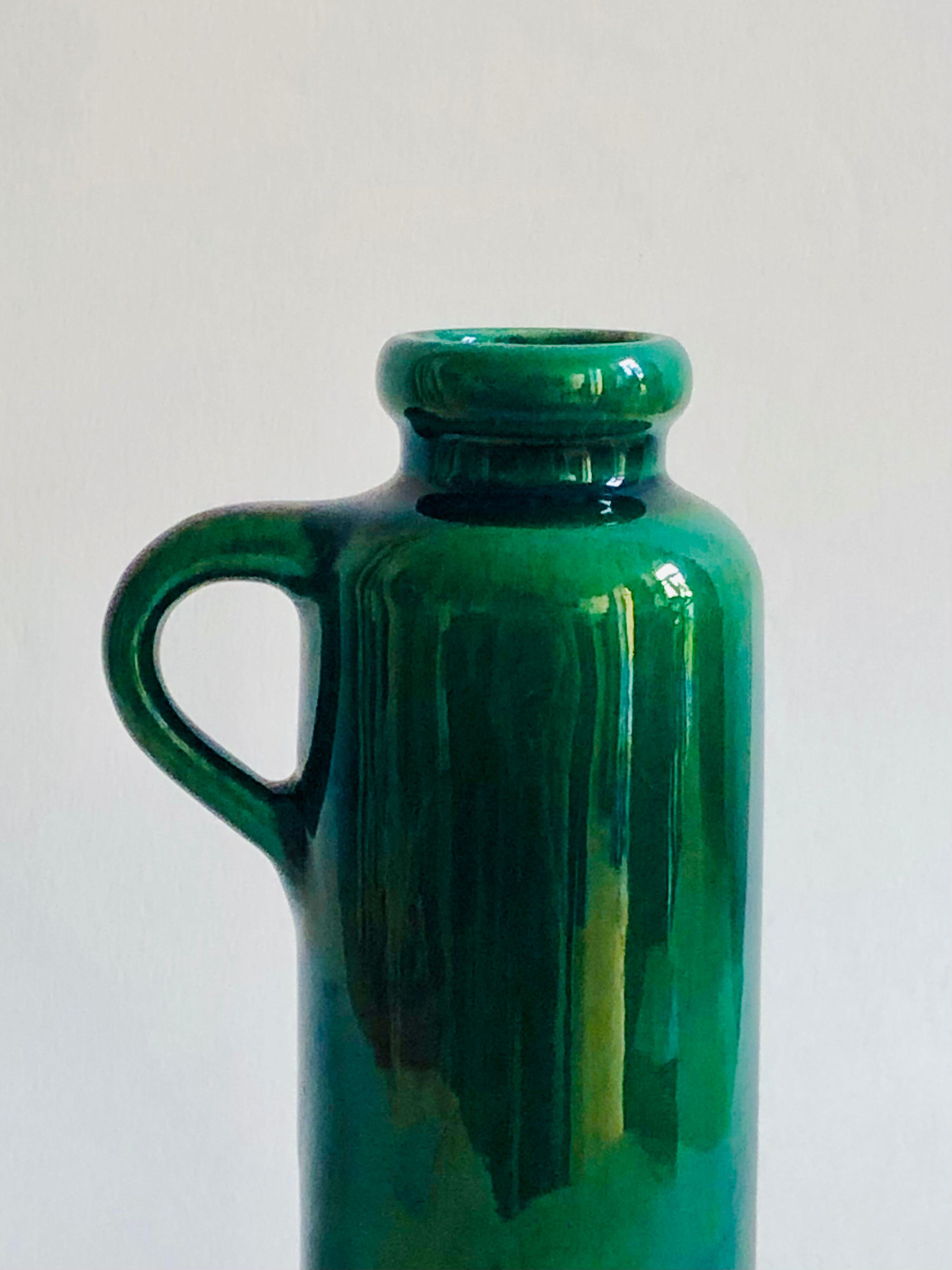 Soliflore vase in iridescent green ceramic West Germany