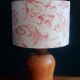 Abat-jour rond toile de jouy rouge et blanche