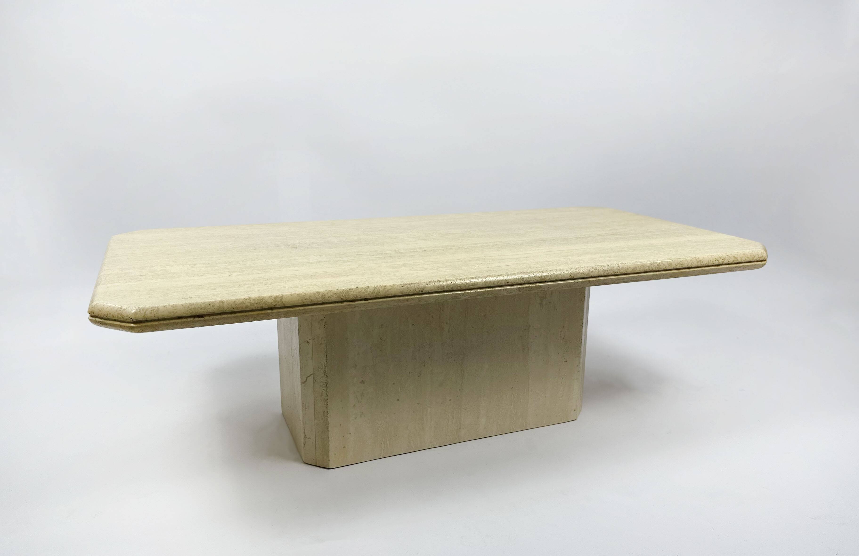 Table basse vintage des années 1970 en travertin