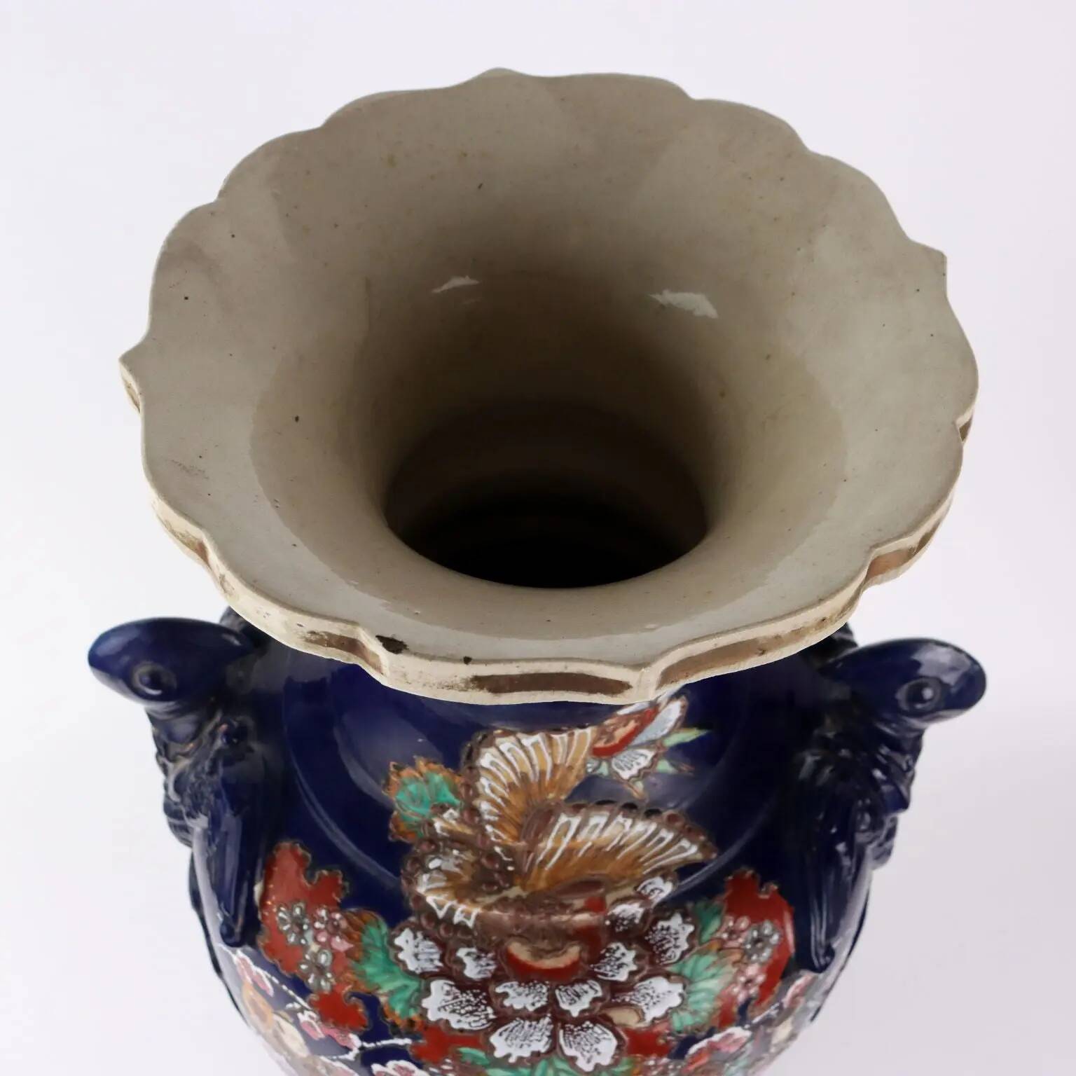 Antique ceramic vase with floral decoration, Japan, early 20th century.