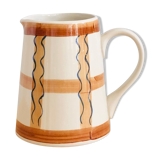 Vintage graphic pitcher in hand-painted ceramic