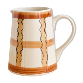 Vintage graphic pitcher in hand-painted ceramic