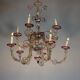 Venetian Rezzonico chandelier in colourless and red Murano glass, circa 1900.