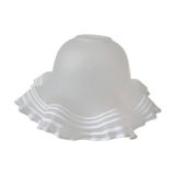 Old lampshade ceiling lamp in white bordered glass