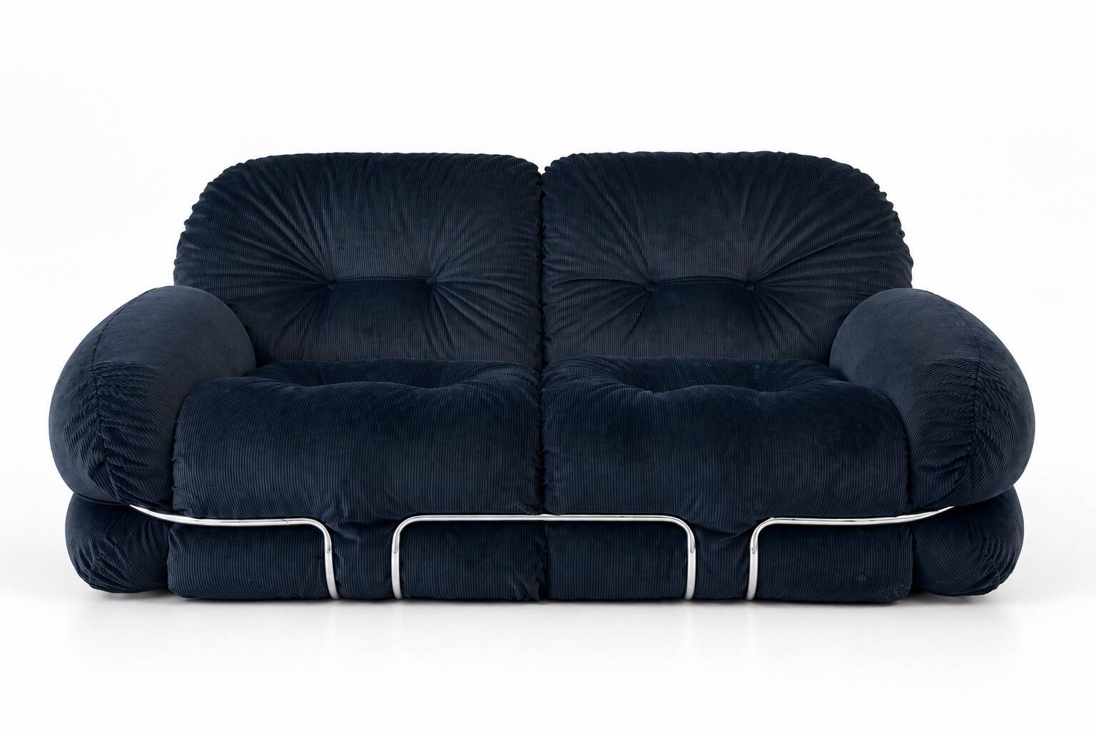 “Okay” 2-seater sofa by Adriano Piazzesi, Italy, 1970s – newly upholstered in black Prada velvet