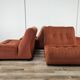1970s modular armchairs in red fabric