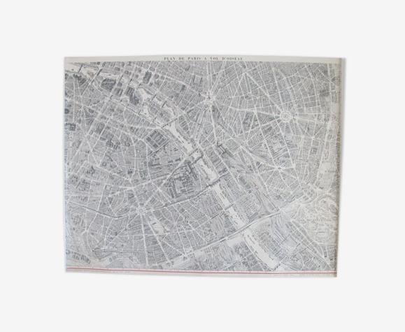 Plan de Paris à vol d'oiseau Peltier Blondel La Rougery