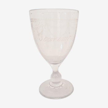 Verre à pied ancien sablé souvernirs