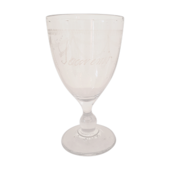 Verre à pied ancien sablé souvernirs