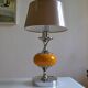Vintage lamp base yellow and chrome metal circa 1970