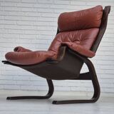 1970s, Scandinavian design, lounge chair, original very good condition, brown leather.
