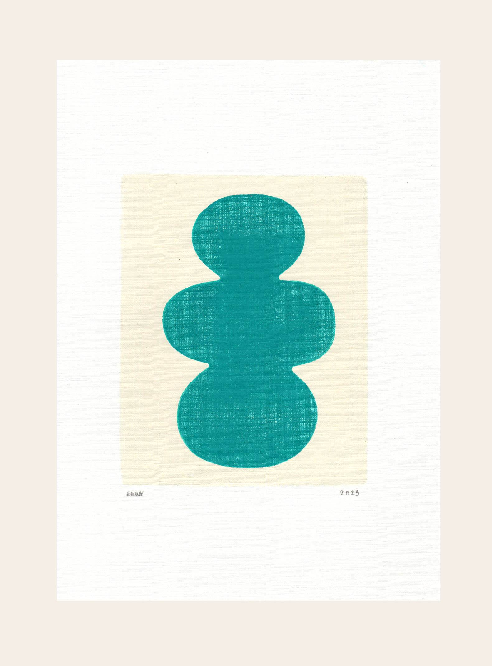 Original abstract painting - Venus - turquoise blue - H209 - signed Eawy