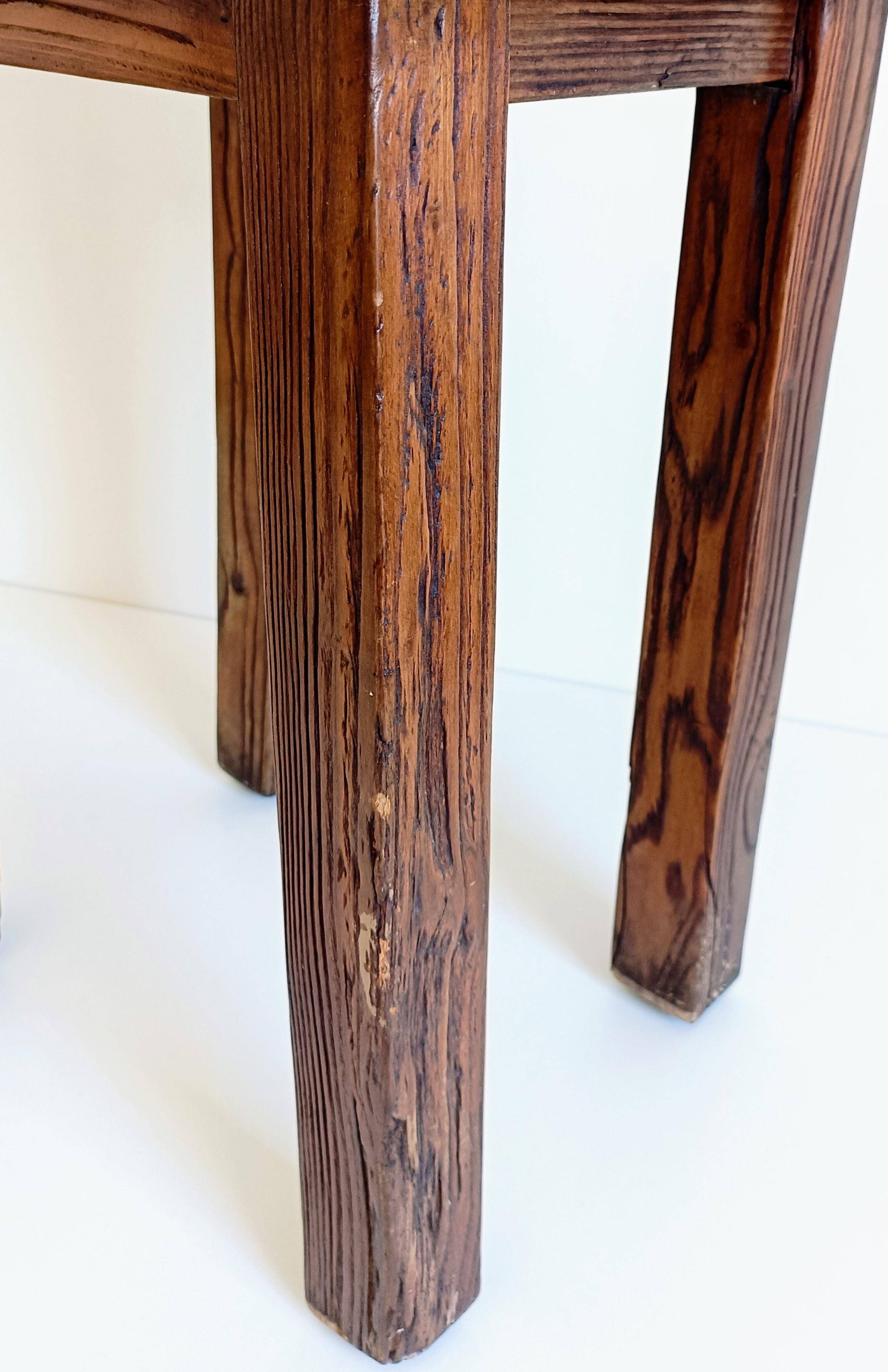 Spanish Baroque Oak Side Table or Stool, Wabi-Sabi Style, 18th C.