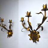 Pair of floral wall lamps Italy, 1950