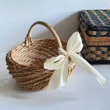 Set of 2 vintage rattan and rope baskets