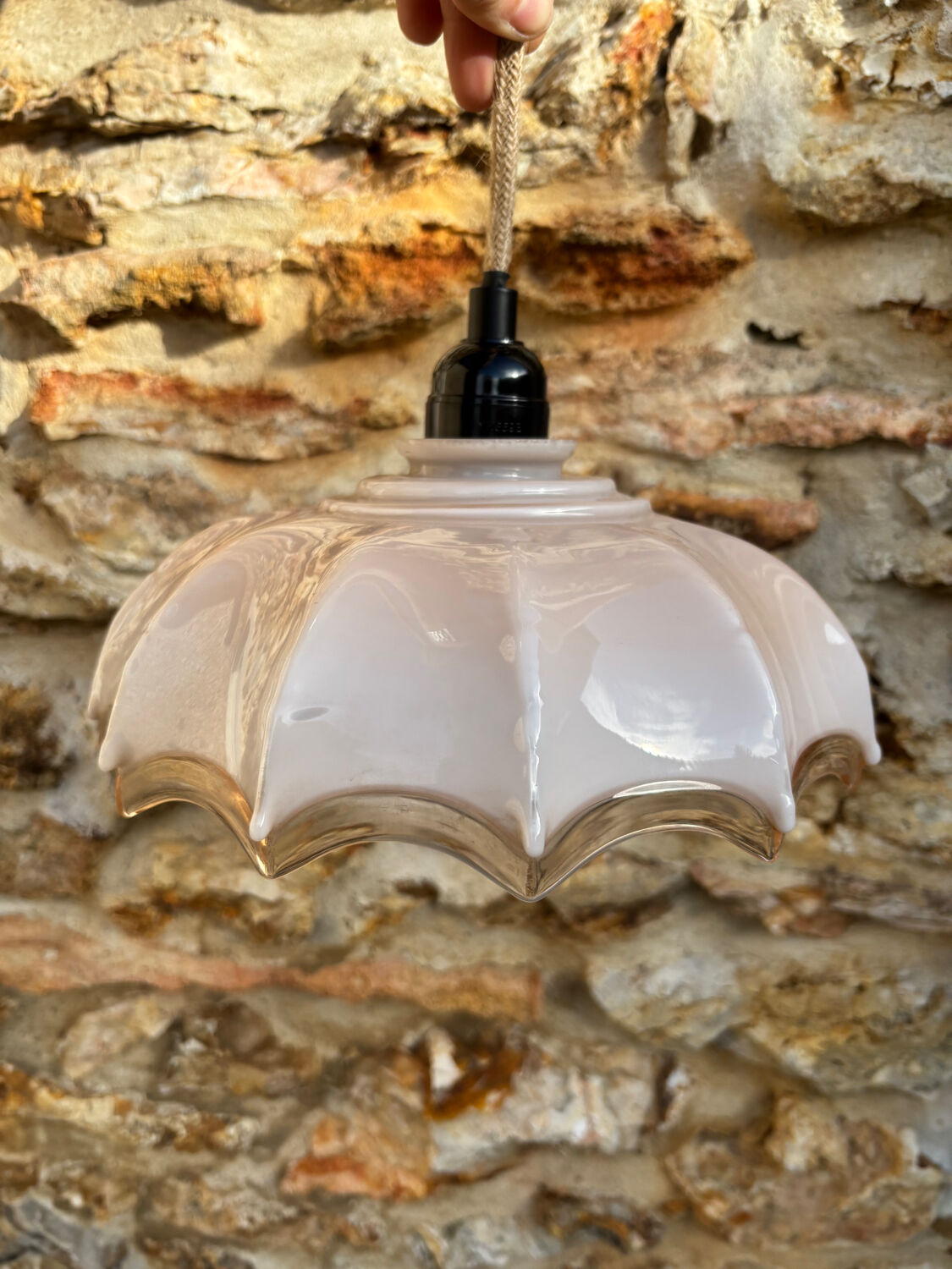 Vintage opaline glass pendant
