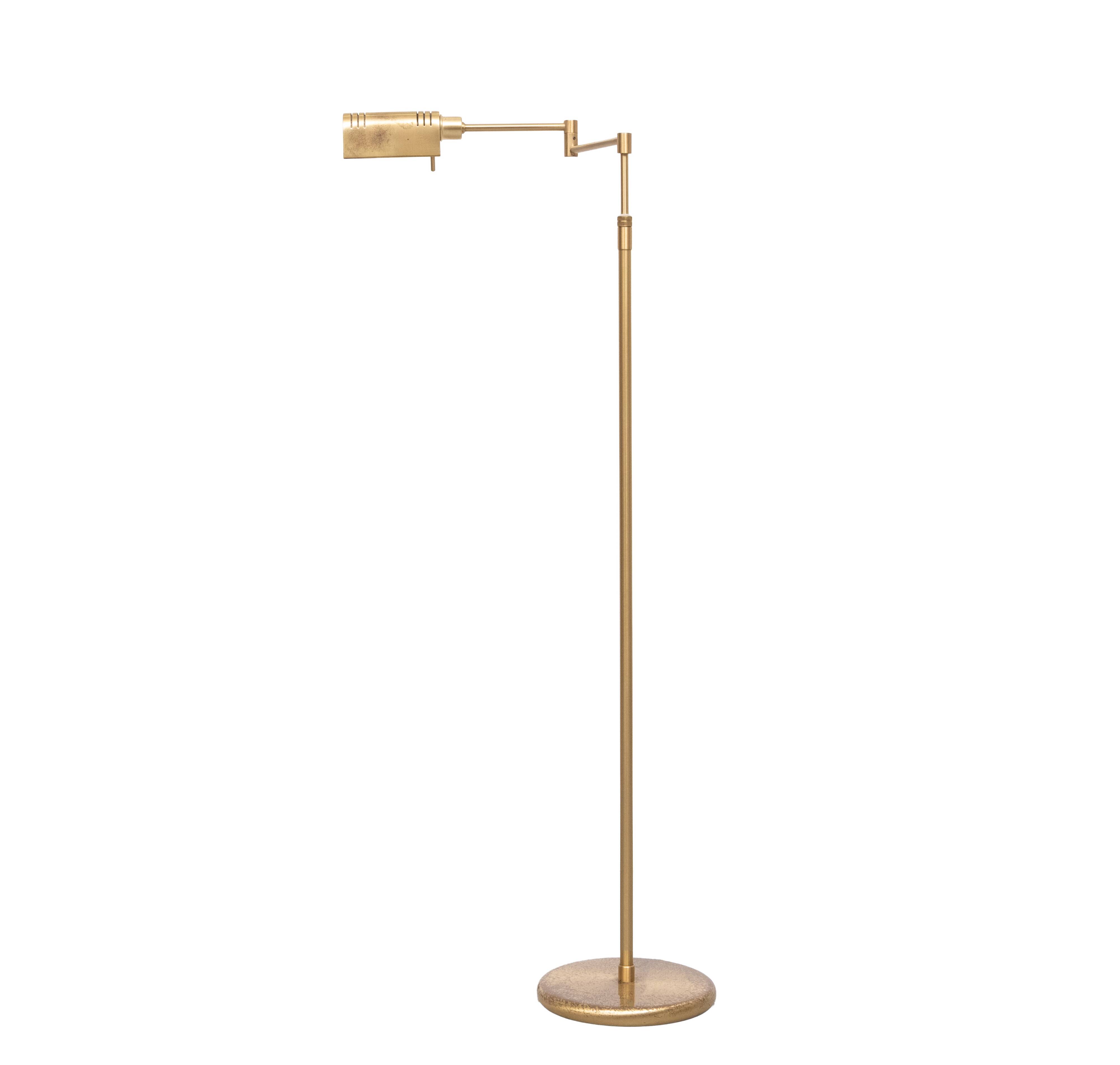Brass Swing Arm Library floor lamp Holtkoetter Germany 1980s