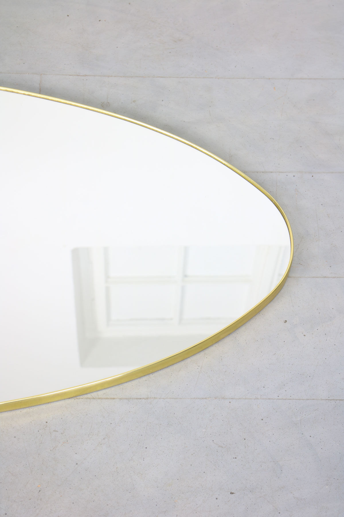 Vintage oval golden frame mirror, 70s
