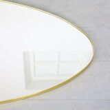 Vintage oval golden frame mirror, 70s