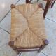 Pair of vintage wooden and straw stools from the 1950s, rectangular.