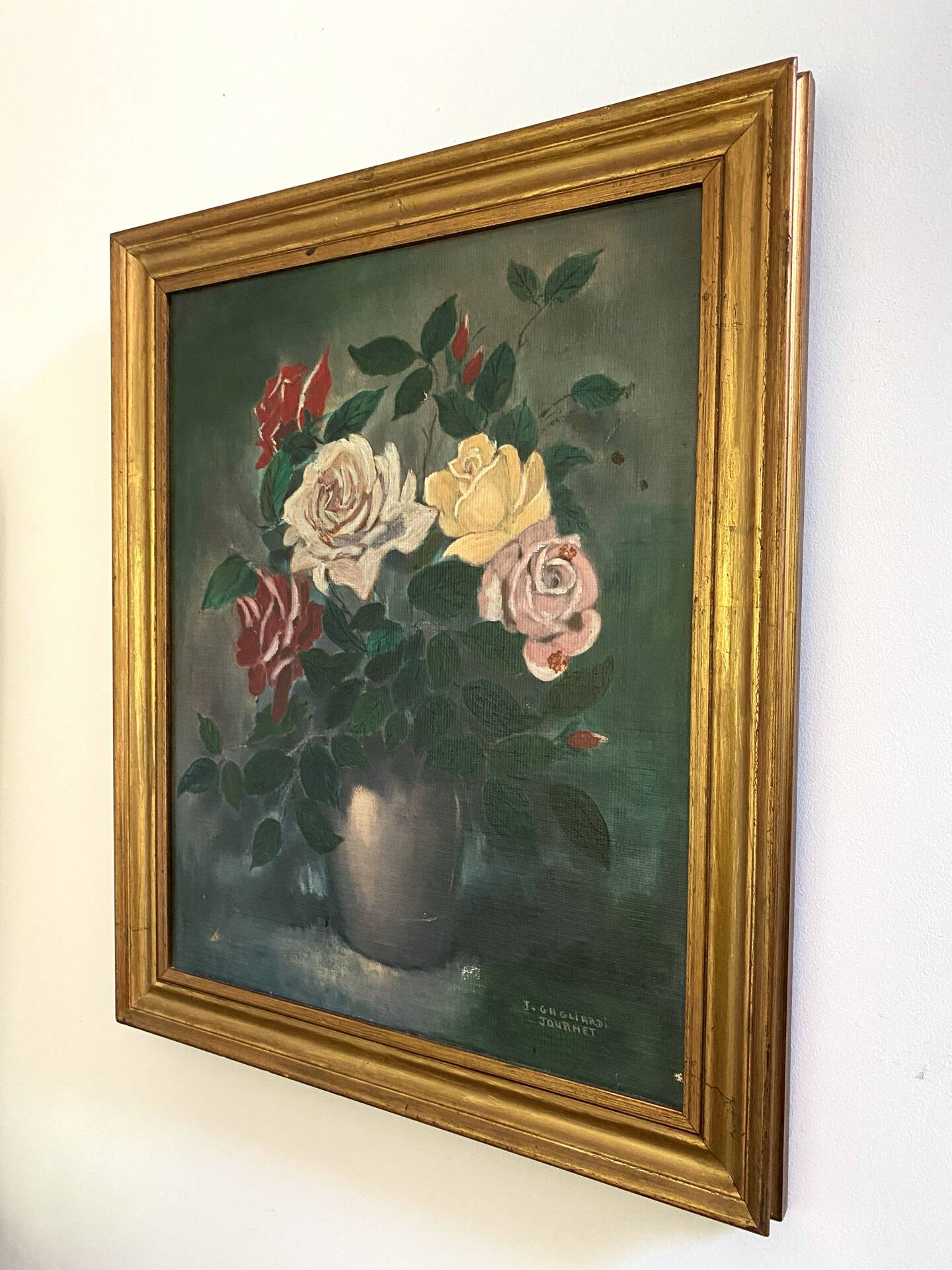 Old Painting "Still Life with Roses" – 1950