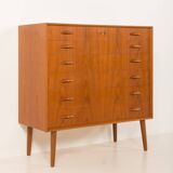 Scandinavian teak chest of drawers by Johannes Sorth for Nexo Mobelfabrik.