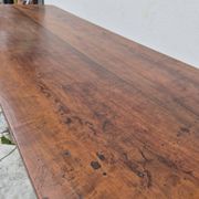 Table de Ferme bourguignonne à entretoise en noyer massif 19éme deux tiroirs-1m82