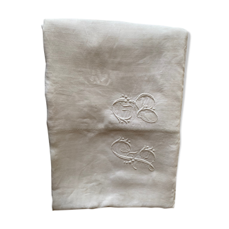 Linen sheet monogram ET