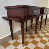 Scandinavian style varnished wood bedside tables from the 60s (X2)