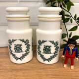 2 opaline glass spice jars