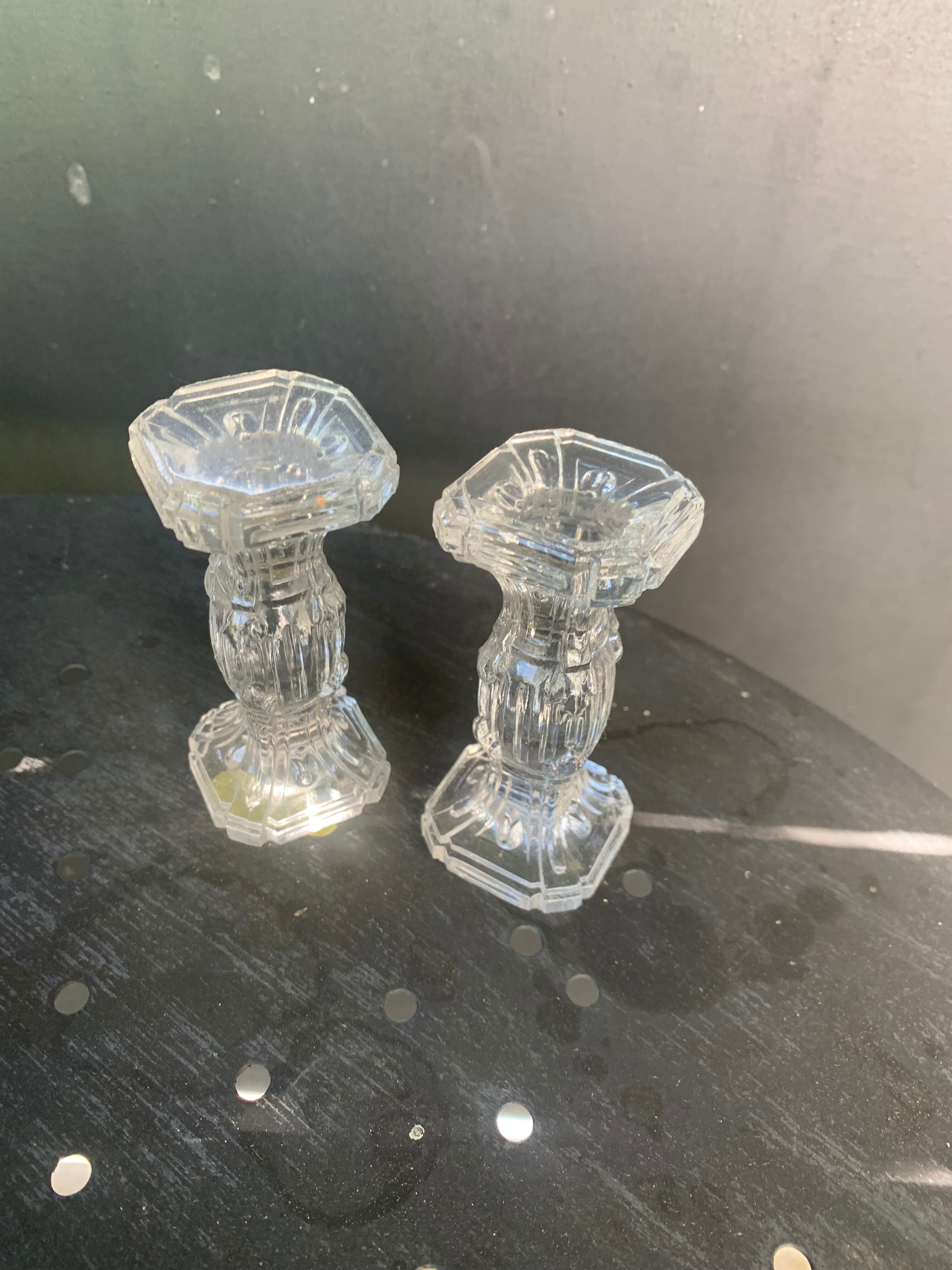 10 antique transparent molded glass knife doors