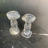 10 antique transparent molded glass knife doors