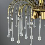 Lustre en laiton doré et pampilles de verre, XXe siècle