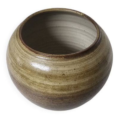 Vase Boule en céramique émaillée signé LM (Monogramme a identifier)
