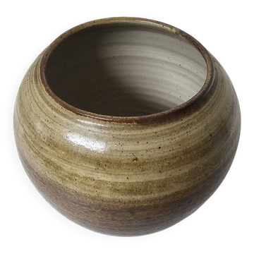Vase Boule en céramique émaillée signé LM (Monogramme a identifier)