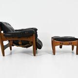 Armchair with footrest "Sheriff" by Sergio Rodrigues for ISA Bergam.