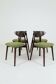 Set of 4 dining chairs, avocado boucle and dark wood.