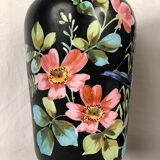 Pair of porcelain vases decorated with birds and flowers on a black background, Napoleon III