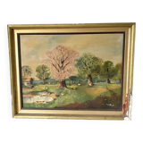 Oil on canvas framed countryside landscape
