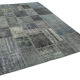 Handwoven turkish contemporary 205 cm x 302 cm grey patchwork carpet