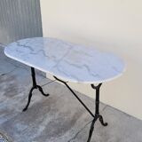 Cast iron bistro table and old oval marble top